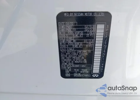 2022 Infiniti Qx55 Essential Awd z USA, uszkodzony, nr VIN 3PCAJ5K38NF114861